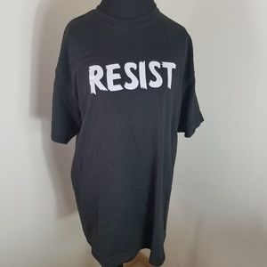 Black Graphic Tee With The Word Resist On Front